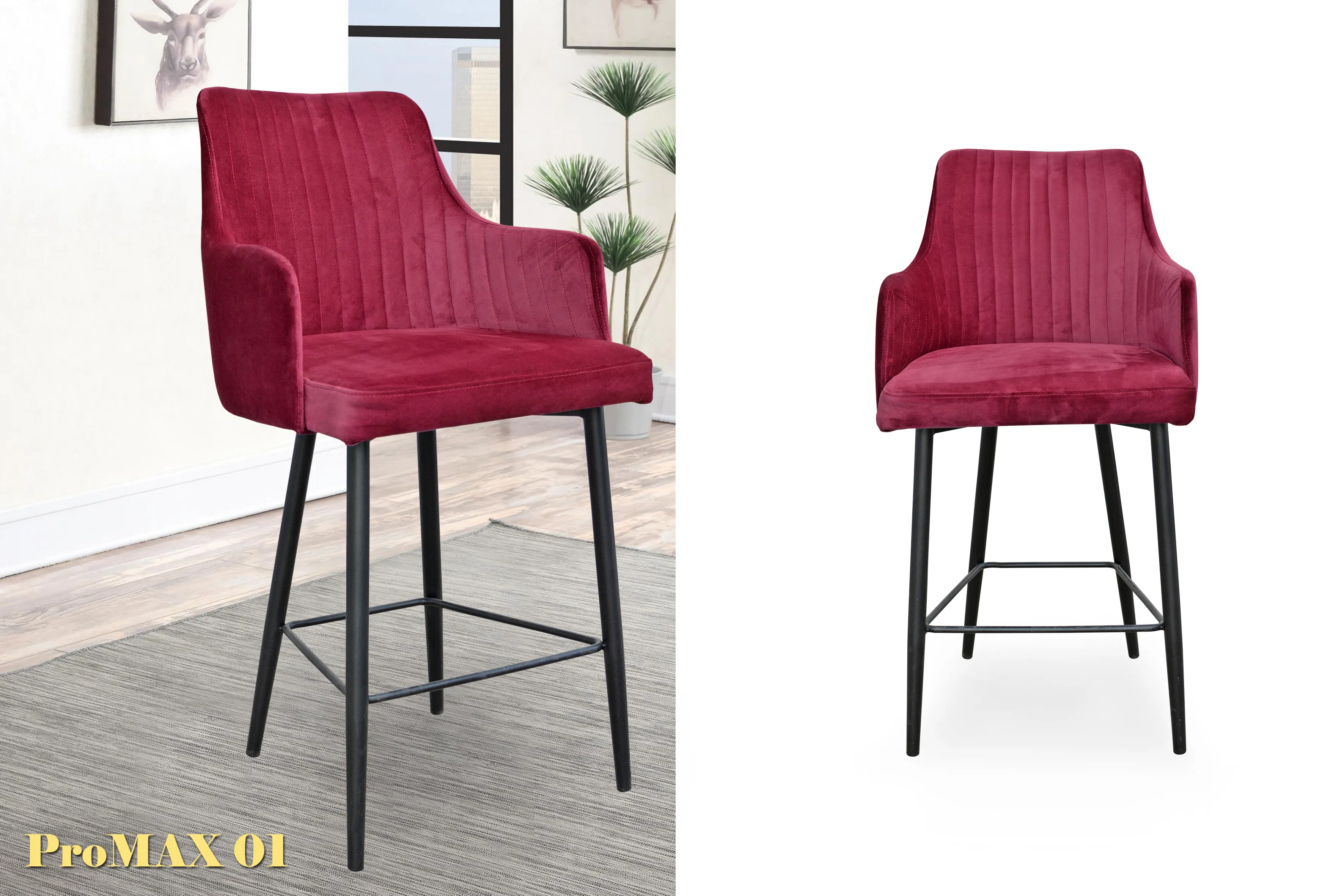 crvena visoka stolica, elegancija, kvalitetna stolica, sankerska